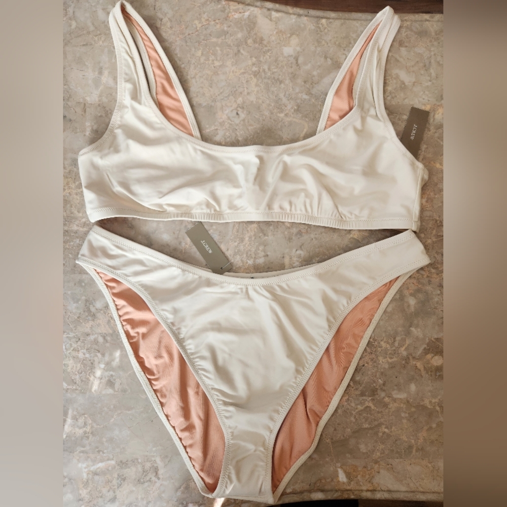 XXL J. Crew Heritage Scoopneck Bikini Top 90s High Leg Bikini Bottom Bikini Set